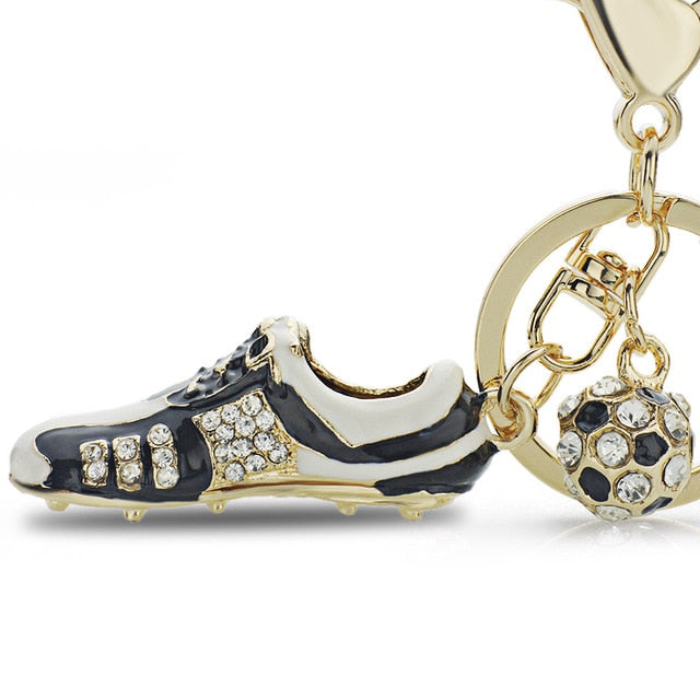 Crystal Football Soccer Shoes Rhinestone Keychains